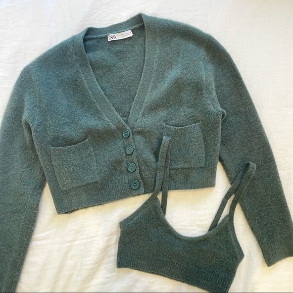 Zara Sweaters - Zara Cropped Cardigan/Bralette SET